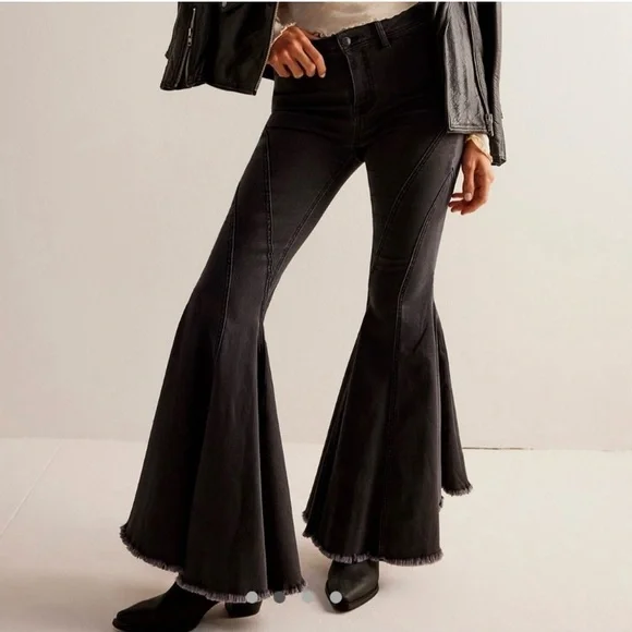 Free People Black Twirl Jeans Size 32 - Picture 2 of 16